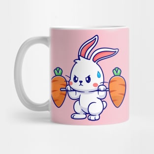 Cute Rabbit Lifting Carrots Barbell Cartoon Mug